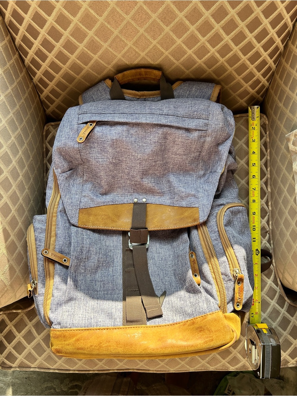 BONDKA Jigsaw Backpack Work & Travel Men and Women Laptop Bag Heather Blue 18"